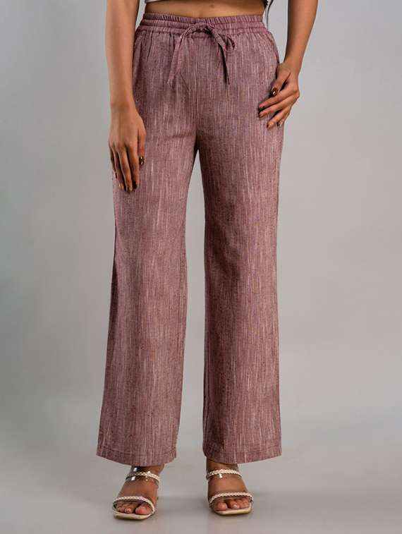women solid mid rise straight palazzo