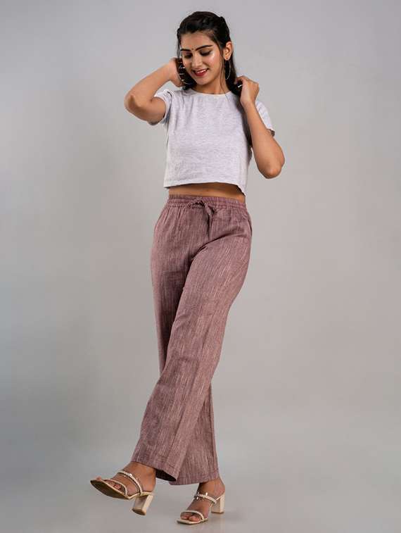 women solid mid rise straight palazzo - 22281205 -  Standard Image - 4