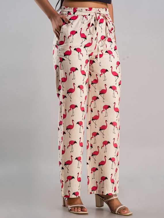 women printed mid rise straight palazzo - 22281206 -  Standard Image - 1