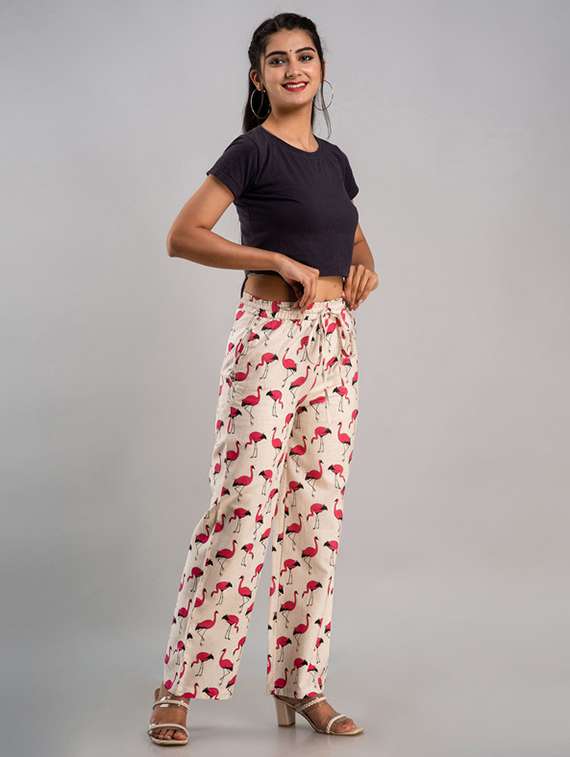 women printed mid rise straight palazzo - 22281206 -  Standard Image - 4