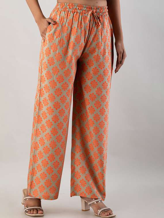 women printed mid rise straight palazzo - 22281207 -  Standard Image - 1