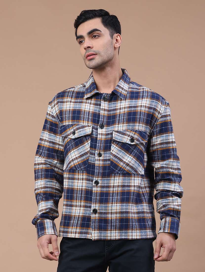 Men Checkered Long Sleeve Regular Fit Shacket - 22281257 -  Standard Image - 1