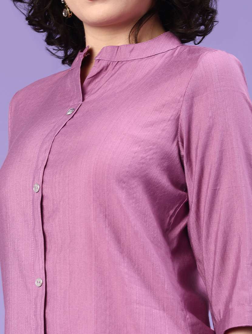 women solid three quarter sleeve straight kurta - 22281442 -  Standard Image - 1