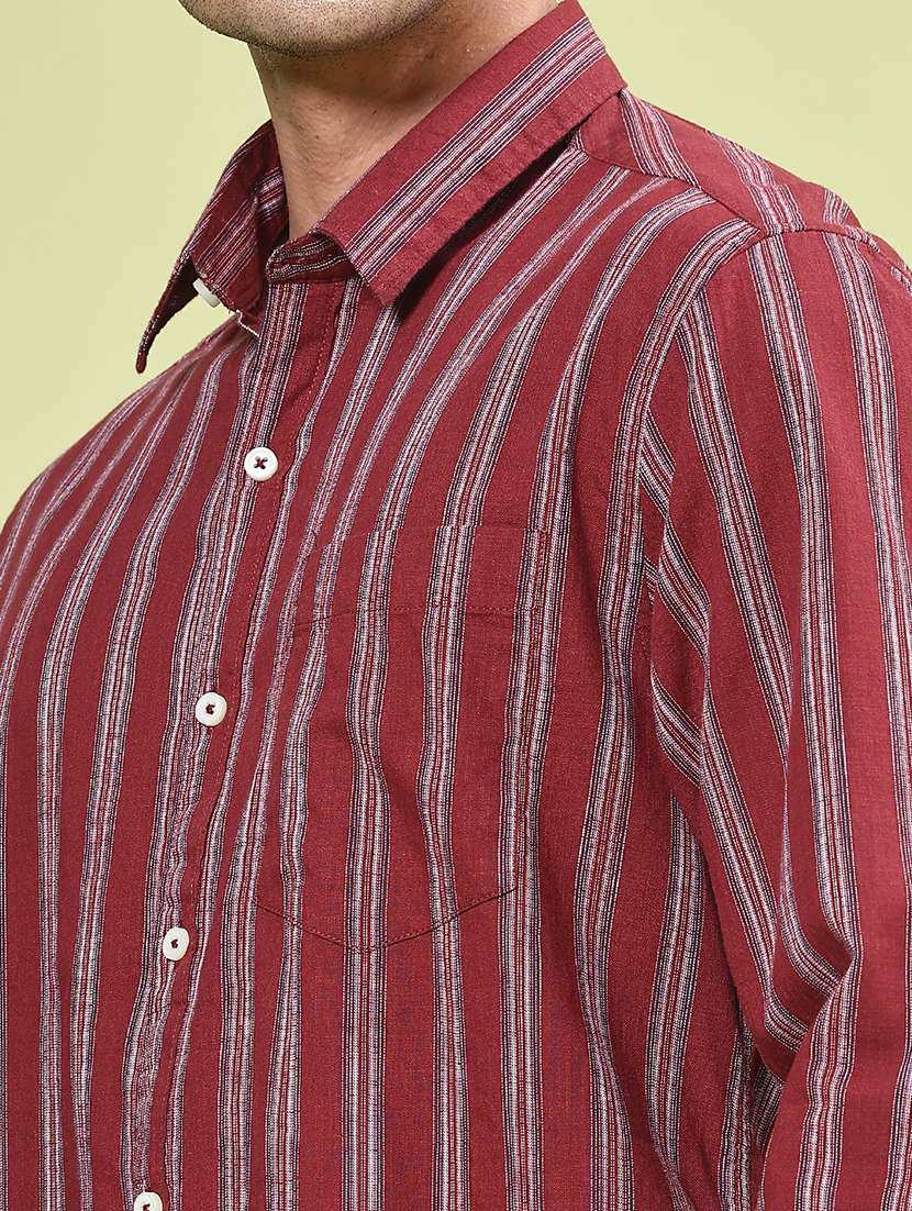 men striped long sleeve regular fit casual shirt - 22281602 -  Standard Image - 1