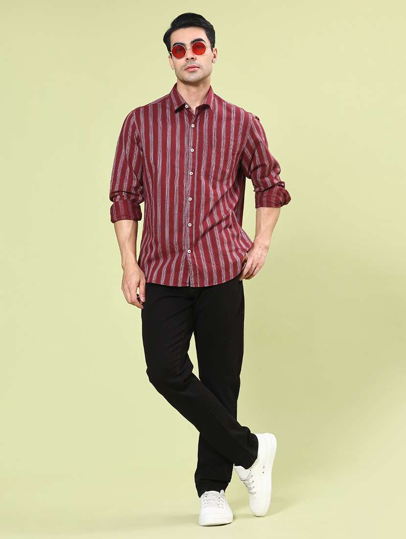 men striped long sleeve regular fit casual shirt - 22281602 -  Standard Image - 4