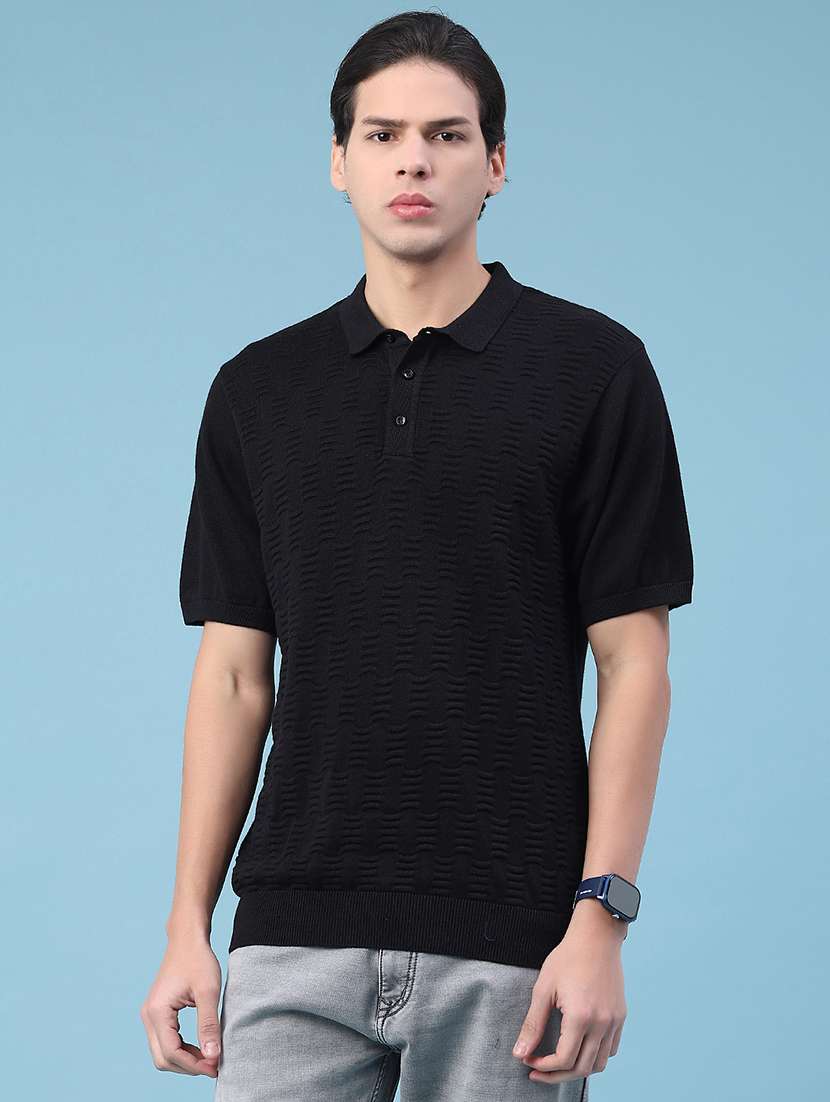 Men Black Cotton Chest Print T-shirt - 22281682 -  Standard Image - 1