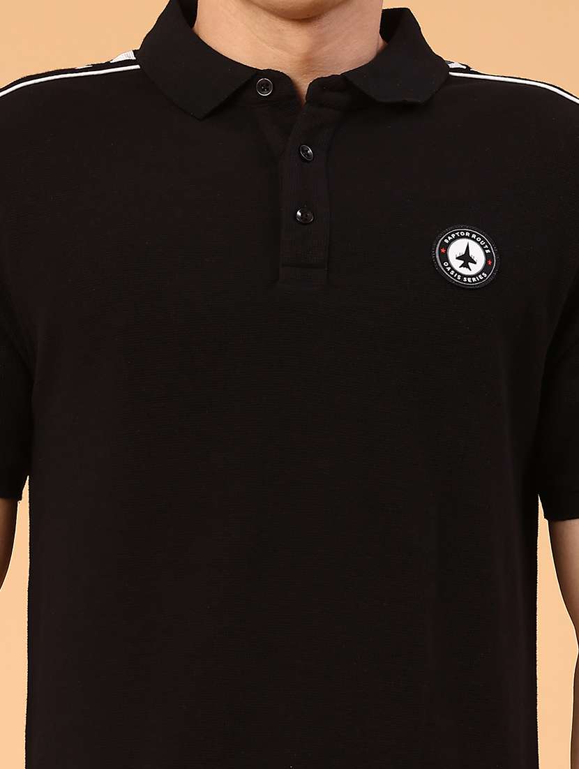 mens black cotton blend plain t-shirt - 22281683 -  Standard Image - 1