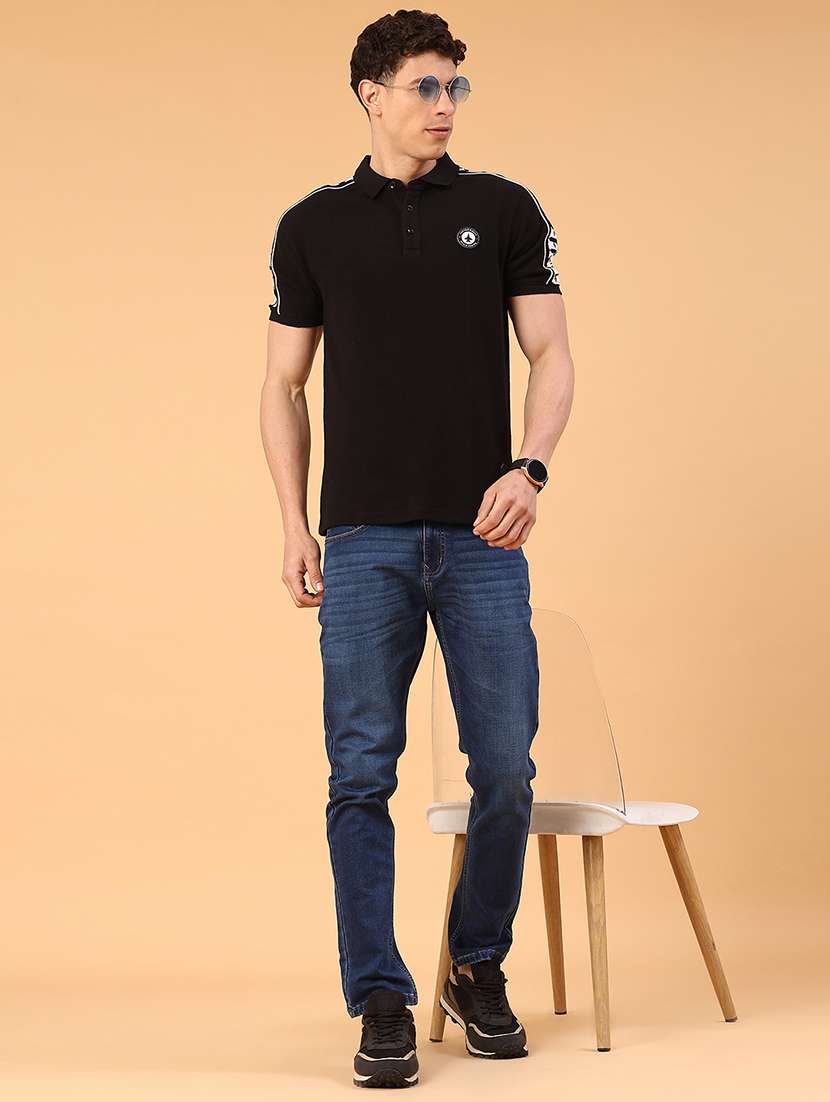 mens black cotton blend plain t-shirt - 22281683 -  Standard Image - 4