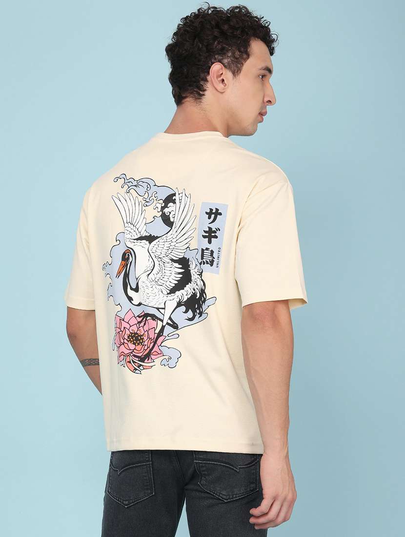 men printed short sleeves oversized t-shirt