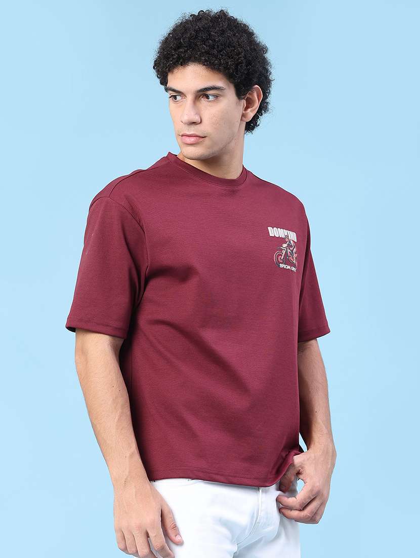 Men Printed Round Neck Oversized T-shirt - 22281754 -  Standard Image - 4