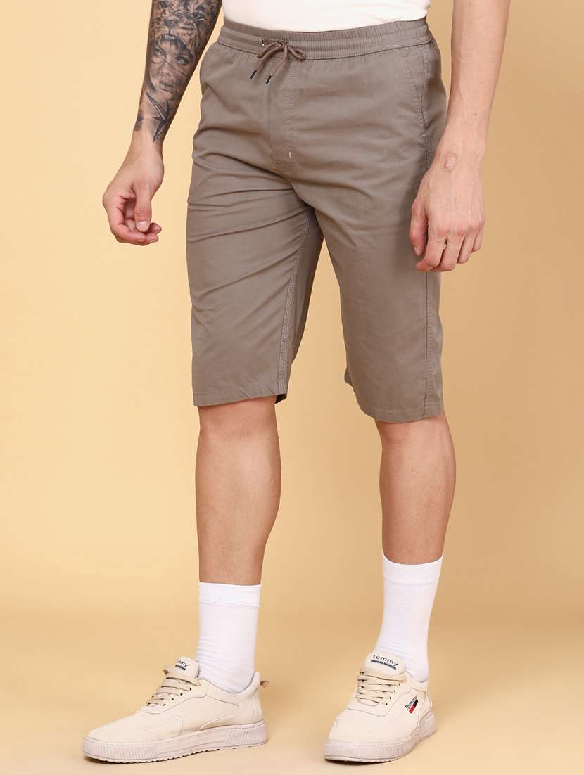 khaki cotton shorts three  fourths