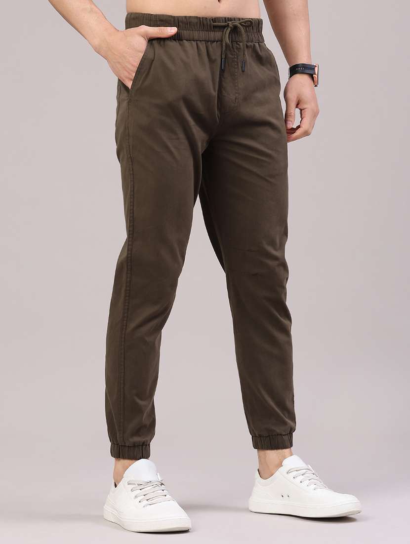 men solid mid rise regular fit jogger - 22281811 -  Standard Image - 1