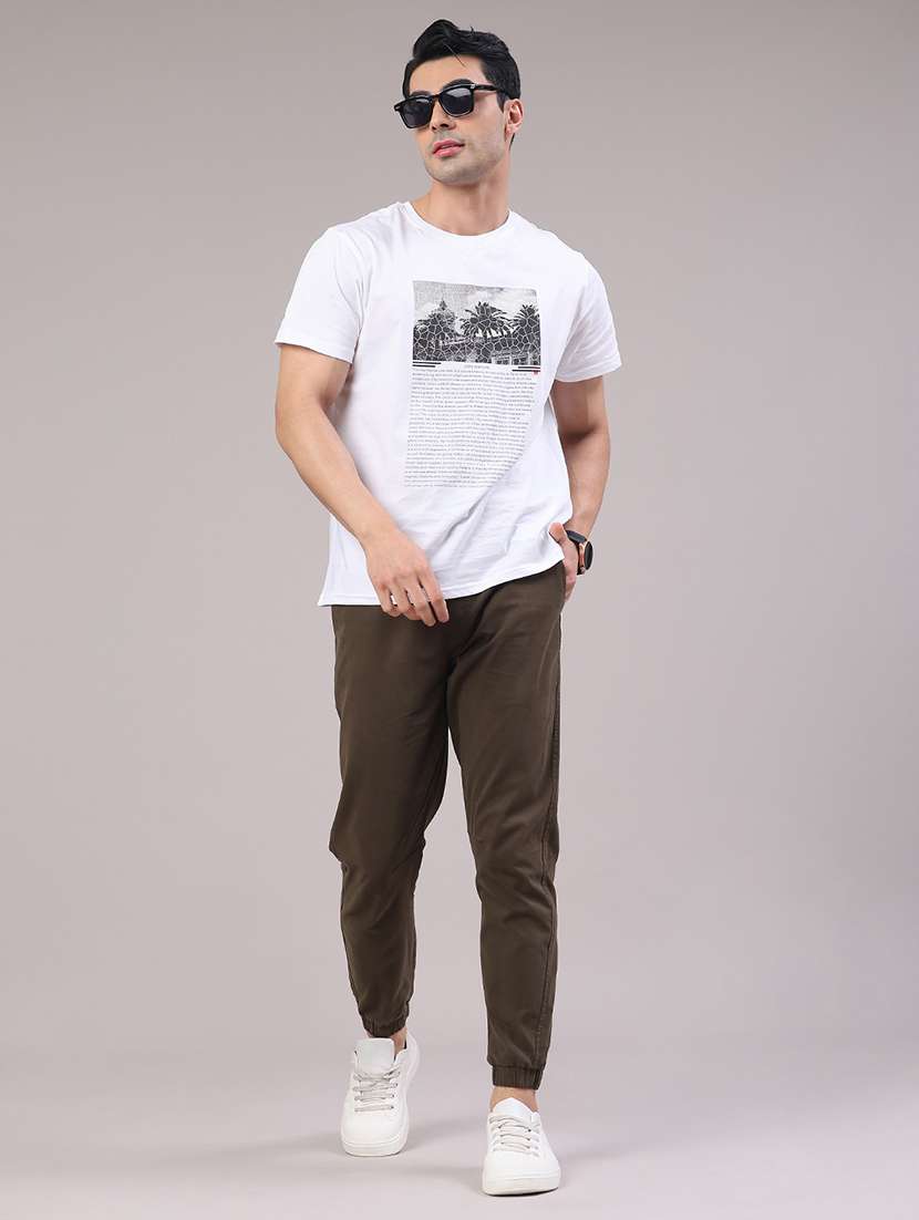 men solid mid rise regular fit jogger - 22281811 -  Standard Image - 4