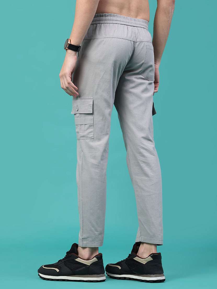 men solid mid rise regular fit cargo  - 22281836 -  Standard Image - 4