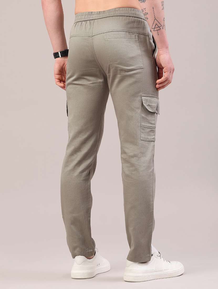 men solid mid rise regular fit cargo  - 22281854 -  Standard Image - 4