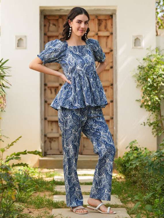 women printed top and trouser co-ord set - 22281992 -  Standard Image - 1