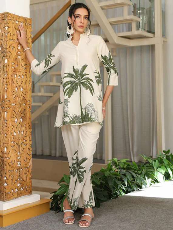 women printed top and trouser co-ord set - 22282006 -  Standard Image - 1