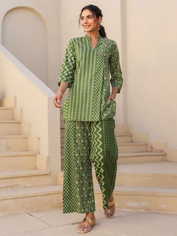 women printed top and trouser co-ord set - 22282014 -  Standard Image - 1