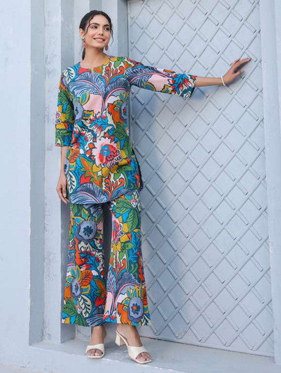 women printed top and trouser co-ord set - 22282029 -  Standard Image - 1