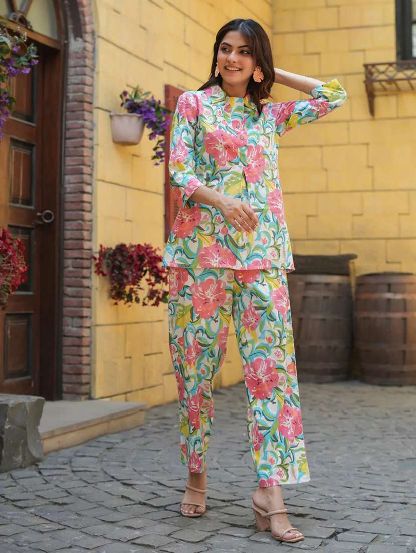 women printed top and trouser co-ord set - 22282036 -  Standard Image - 1