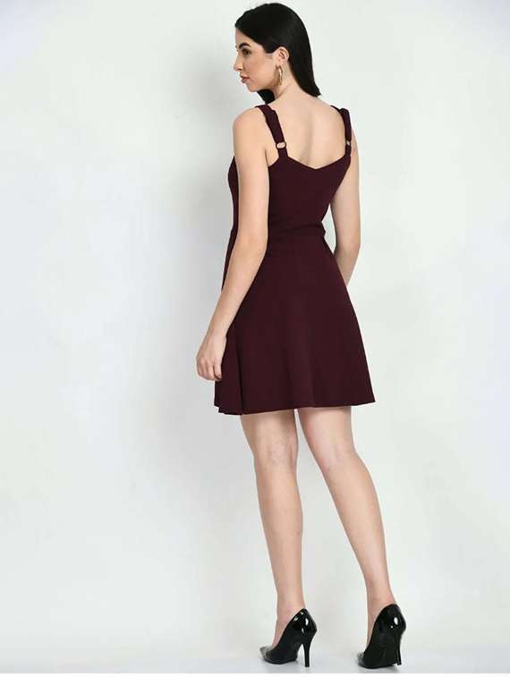 women solid sleeveless fit & flare dress - 22282084 -  Standard Image - 4