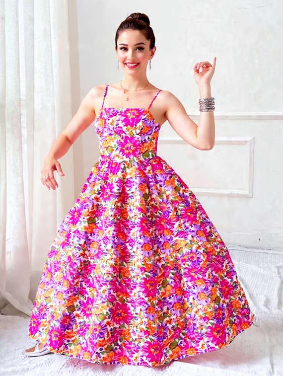 multi colored rayon fit & flare dress - 22282085 -  Standard Image - 1