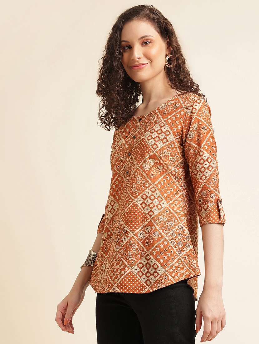 women printed three quartre sleeve kurti - 22282098 -  Standard Image - 1