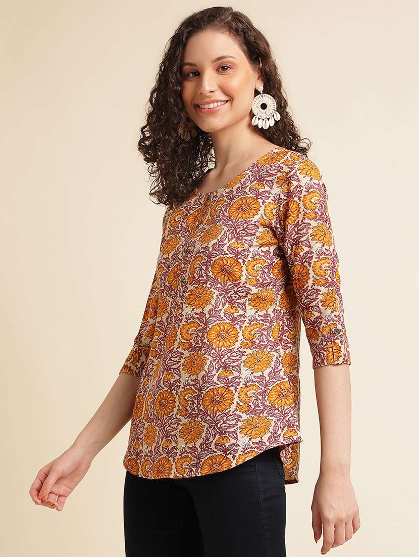 women printed three quartre sleeve kurti - 22282101 -  Standard Image - 1