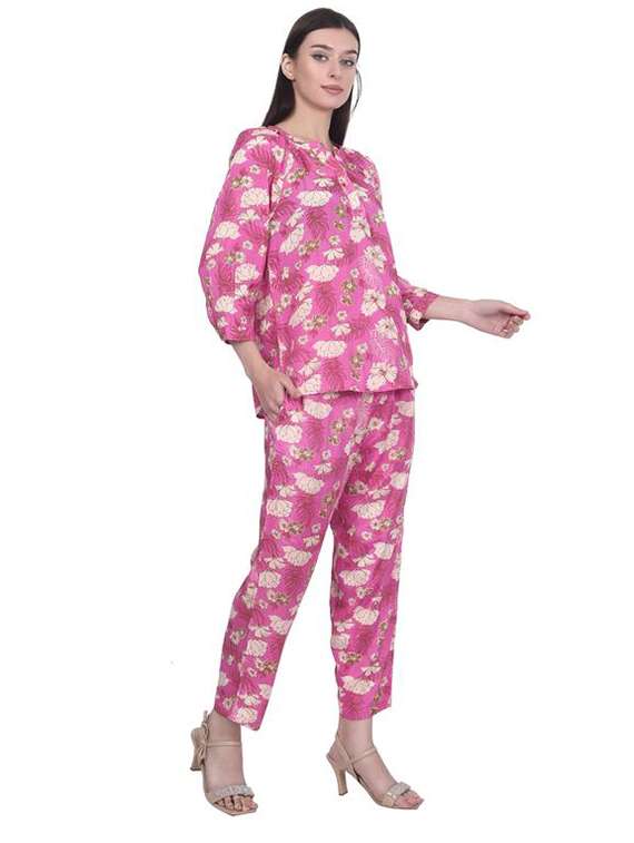 women floral three quarter sleeve ethnic co-ord set - 22282136 -  Standard Image - 1