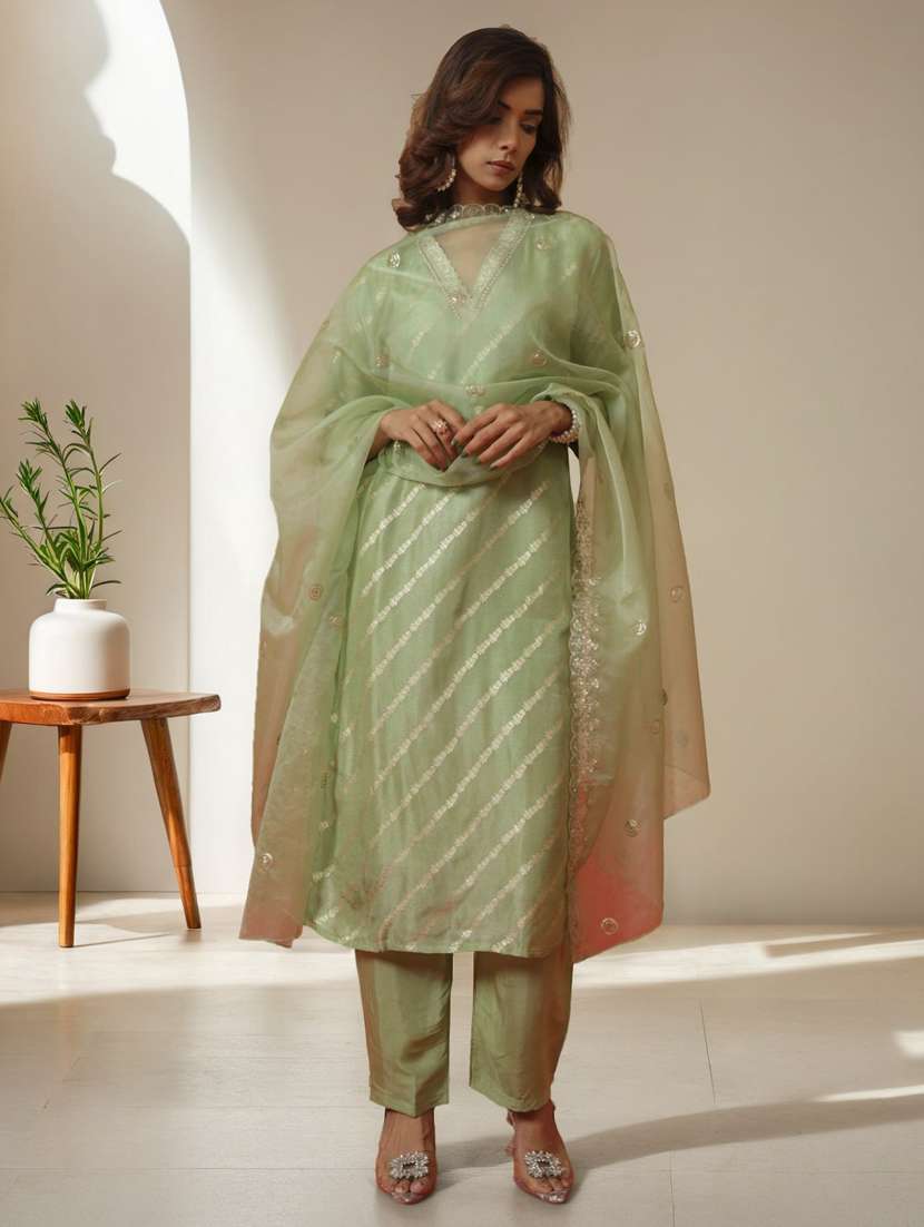 women self design three quarter sleeve kurta pant with dupatta set - 22282148 -  Standard Image - 1