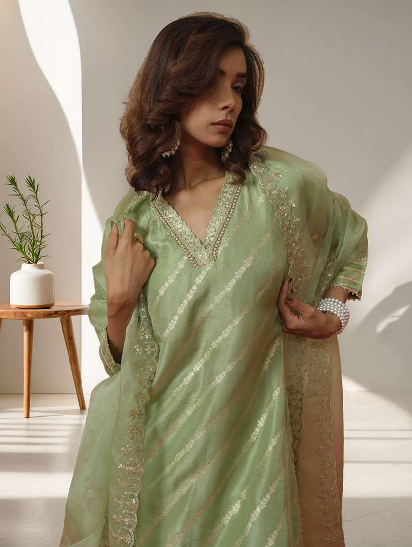 women self design three quarter sleeve kurta pant with dupatta set - 22282148 -  Standard Image - 4