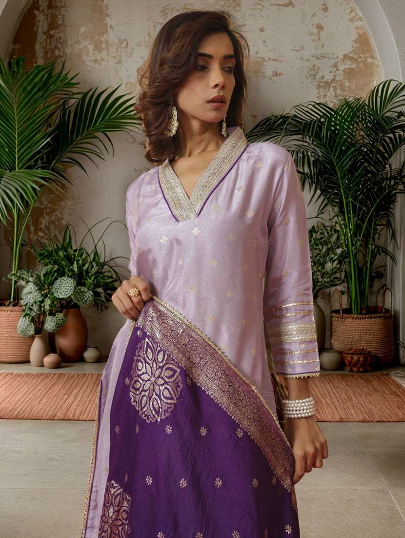 women self design three quarter sleeve kurta pant with dupatta set - 22282149 -  Standard Image - 4