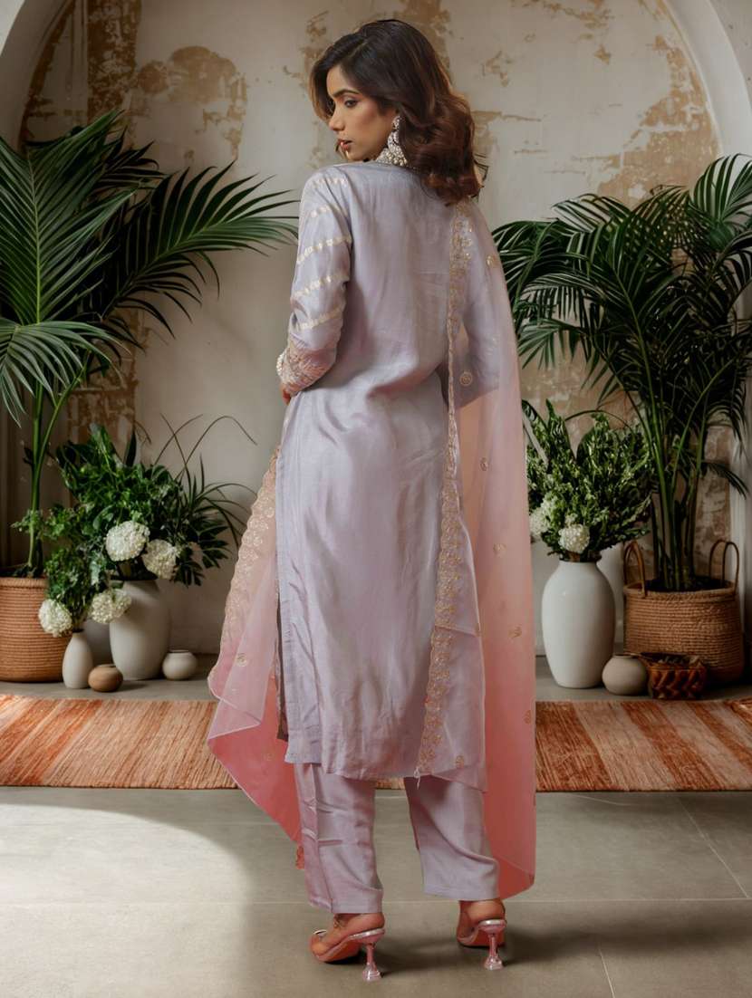women self design three quarter sleeve kurta pant with dupatta set - 22282150 -  Standard Image - 4