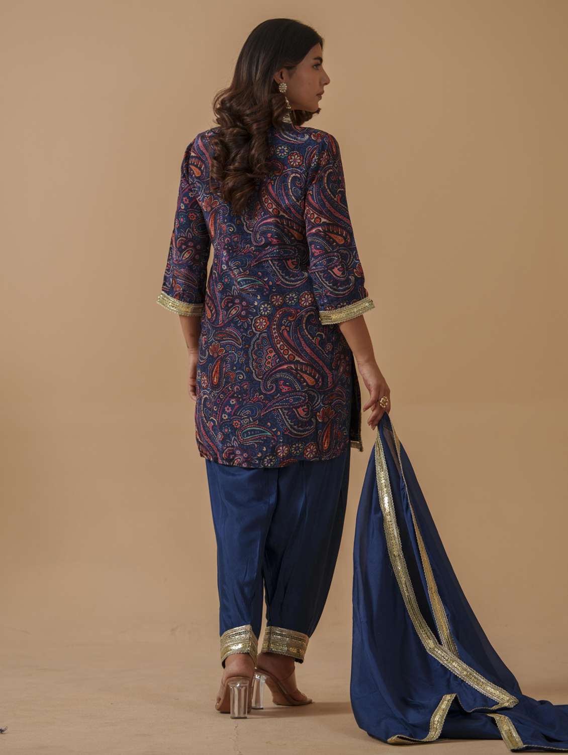 women printed three quarter sleeve kurta salwar with dupatta set - 22282158 -  Standard Image - 4