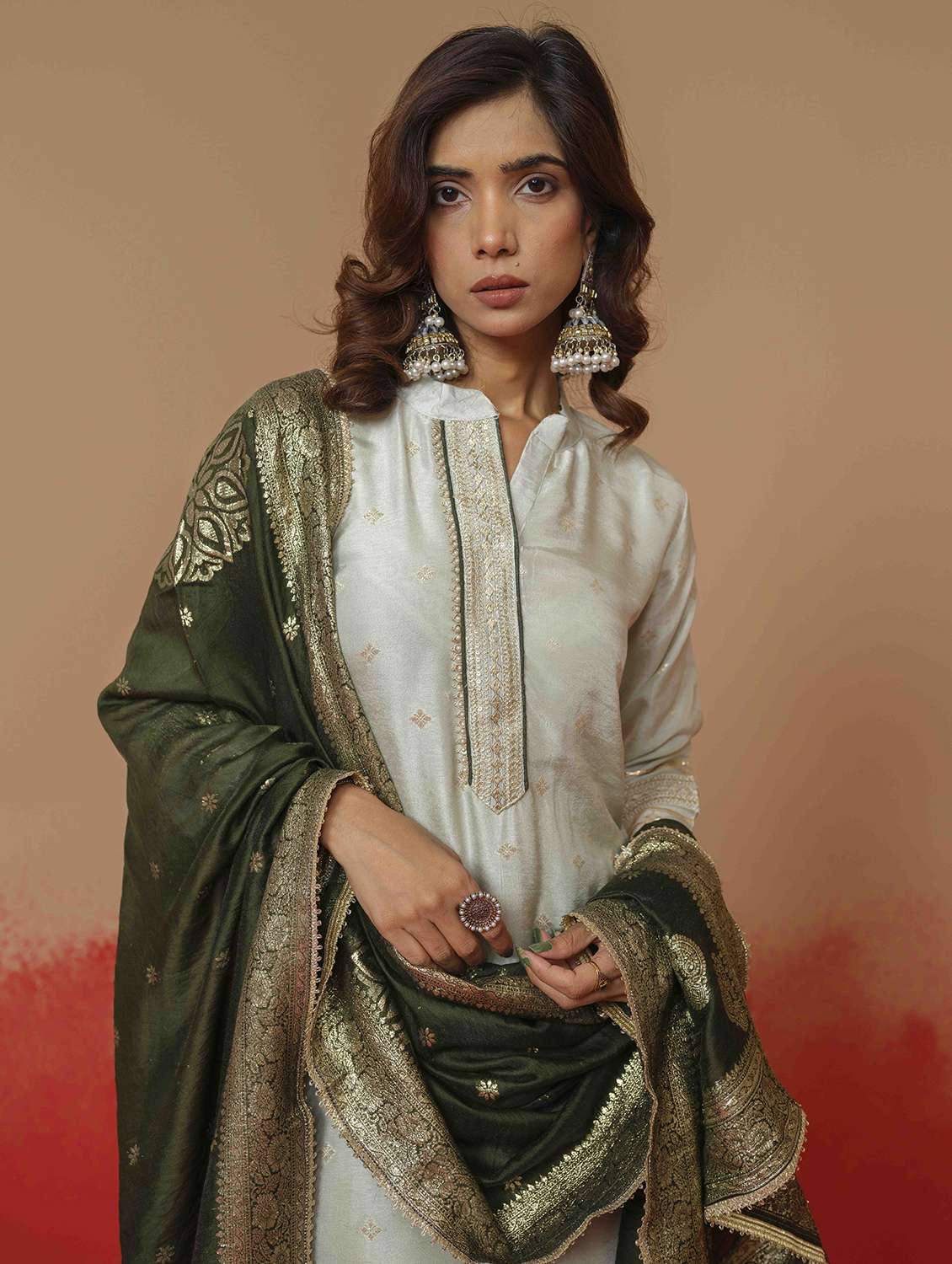 women self design three quarter sleeve kurta pant with dupatta set - 22282200 -  Standard Image - 4