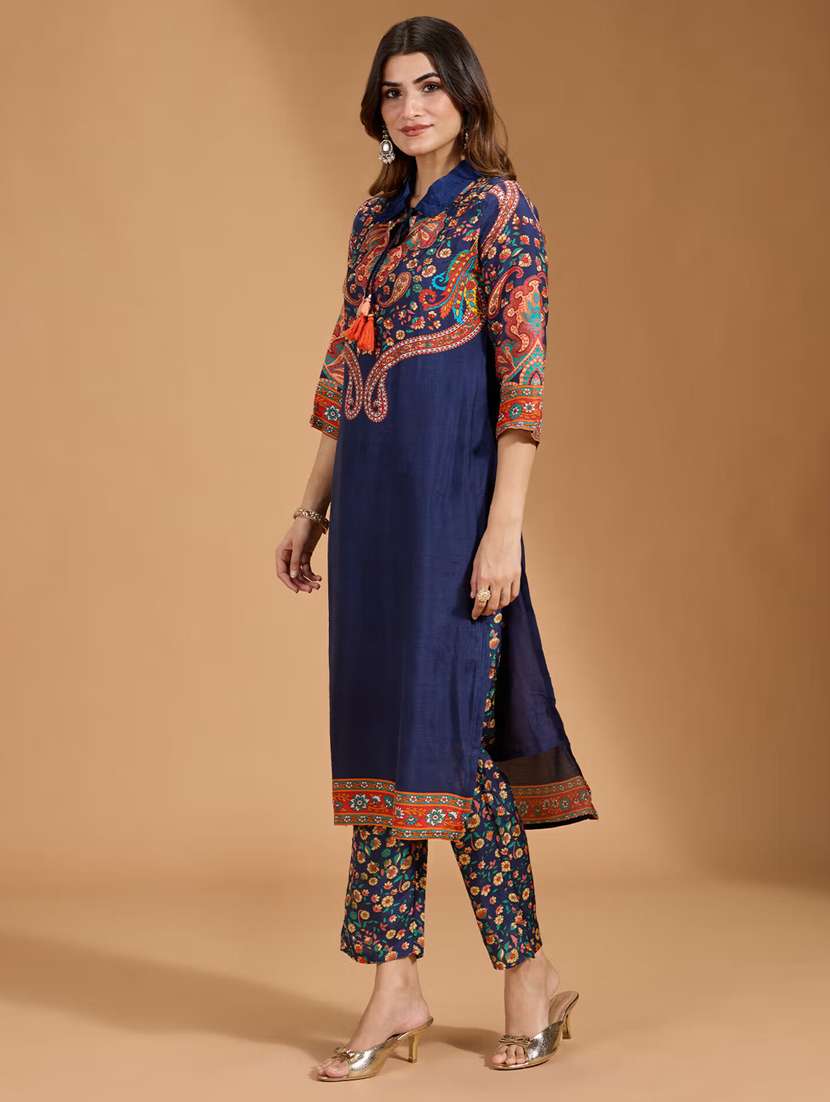 women printed three quarter sleeve kurta pant set  - 22282202 -  Standard Image - 1
