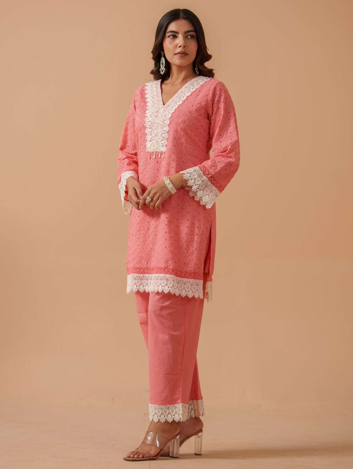 Women Solid With Work Long Sleeve Ethnic Co-ord Set - 22282207 -  Standard Image - 1