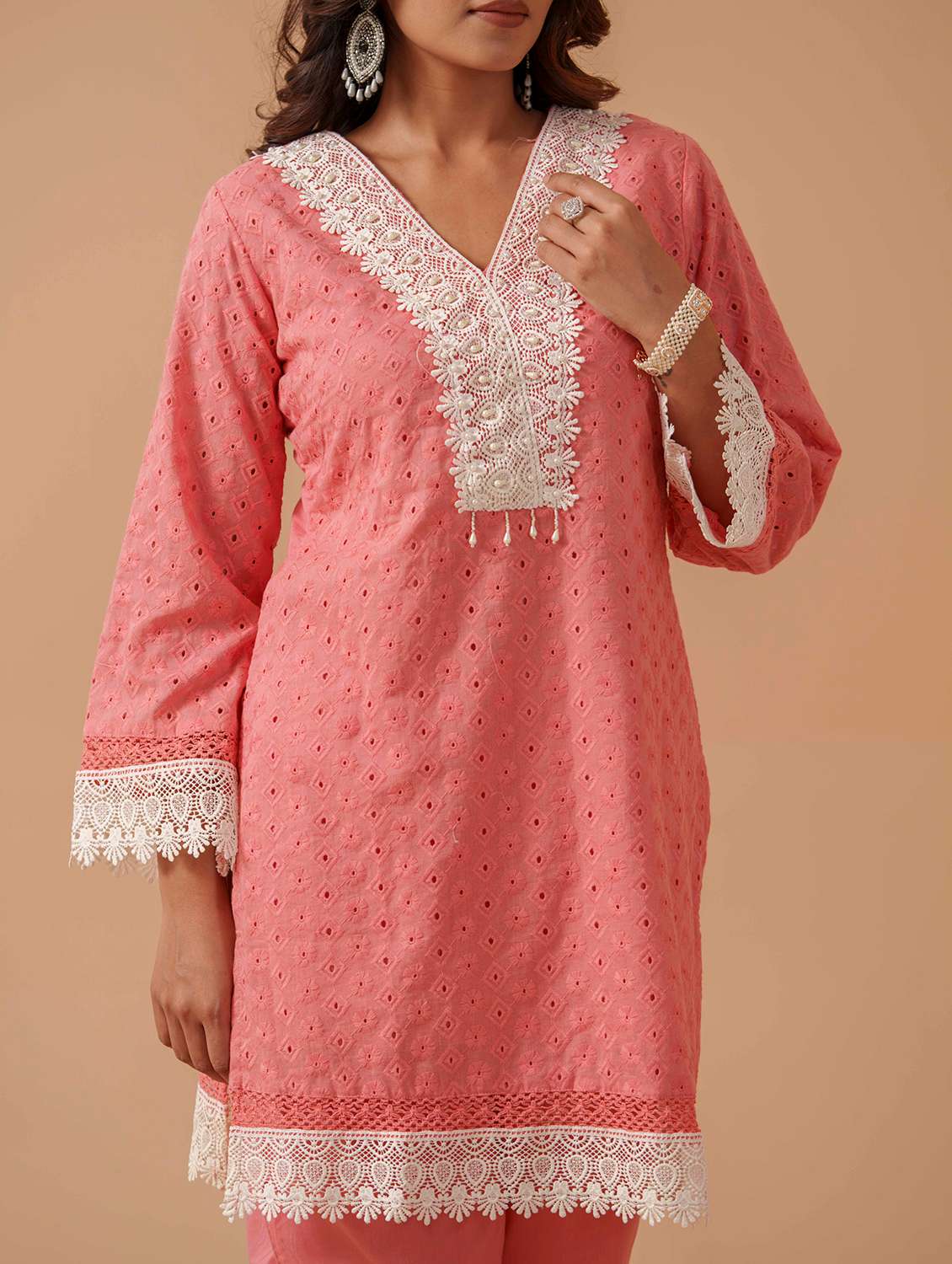 Women Solid With Work Long Sleeve Ethnic Co-ord Set - 22282207 -  Standard Image - 4