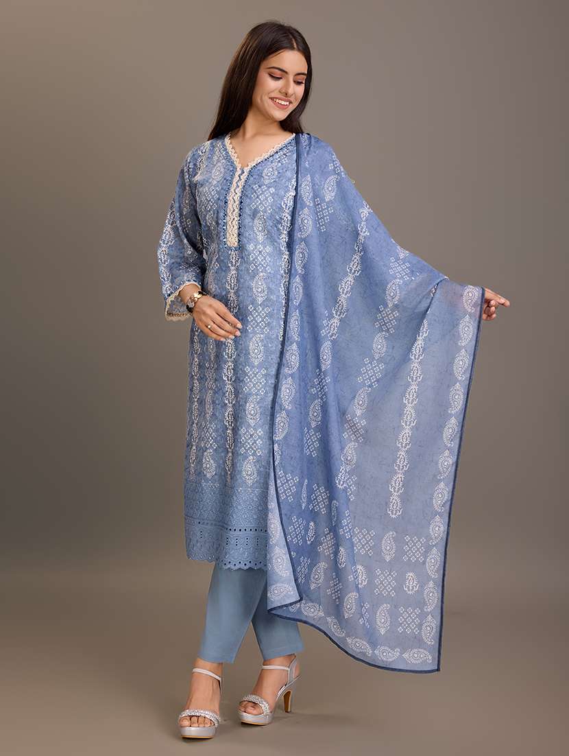 women printed three quarter sleeve kurta pant with dupatta set - 22282212 -  Standard Image - 4