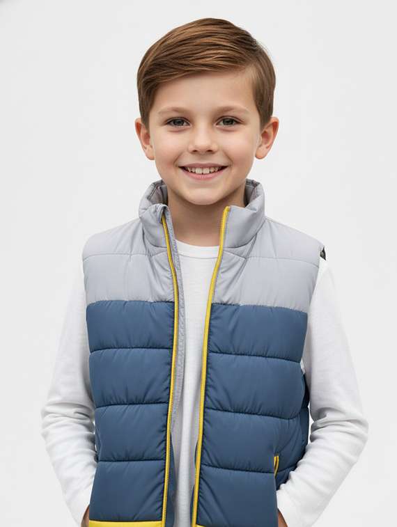 boys color blocked sleeveless quilted jacket - 22282280 -  Standard Image - 1
