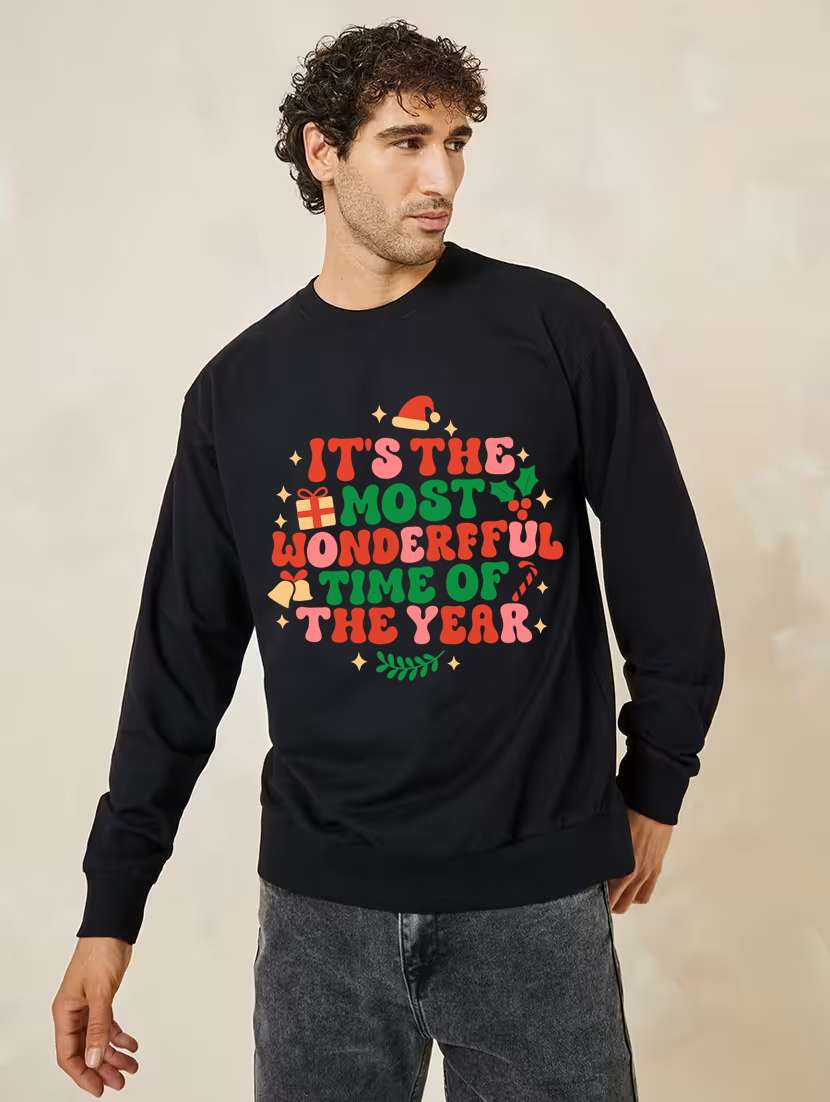 men printed long sleeve regular fit sweatshirt