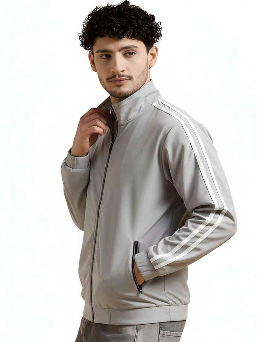 men side taped long sleeve regular fit casual jacket - 22282315 -  Standard Image - 1