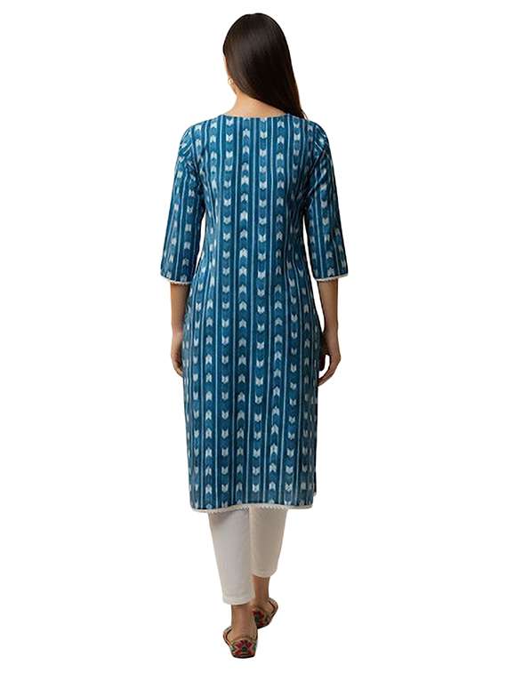 women printed three quarter sleeve straight kurta - 22282325 -  Standard Image - 1