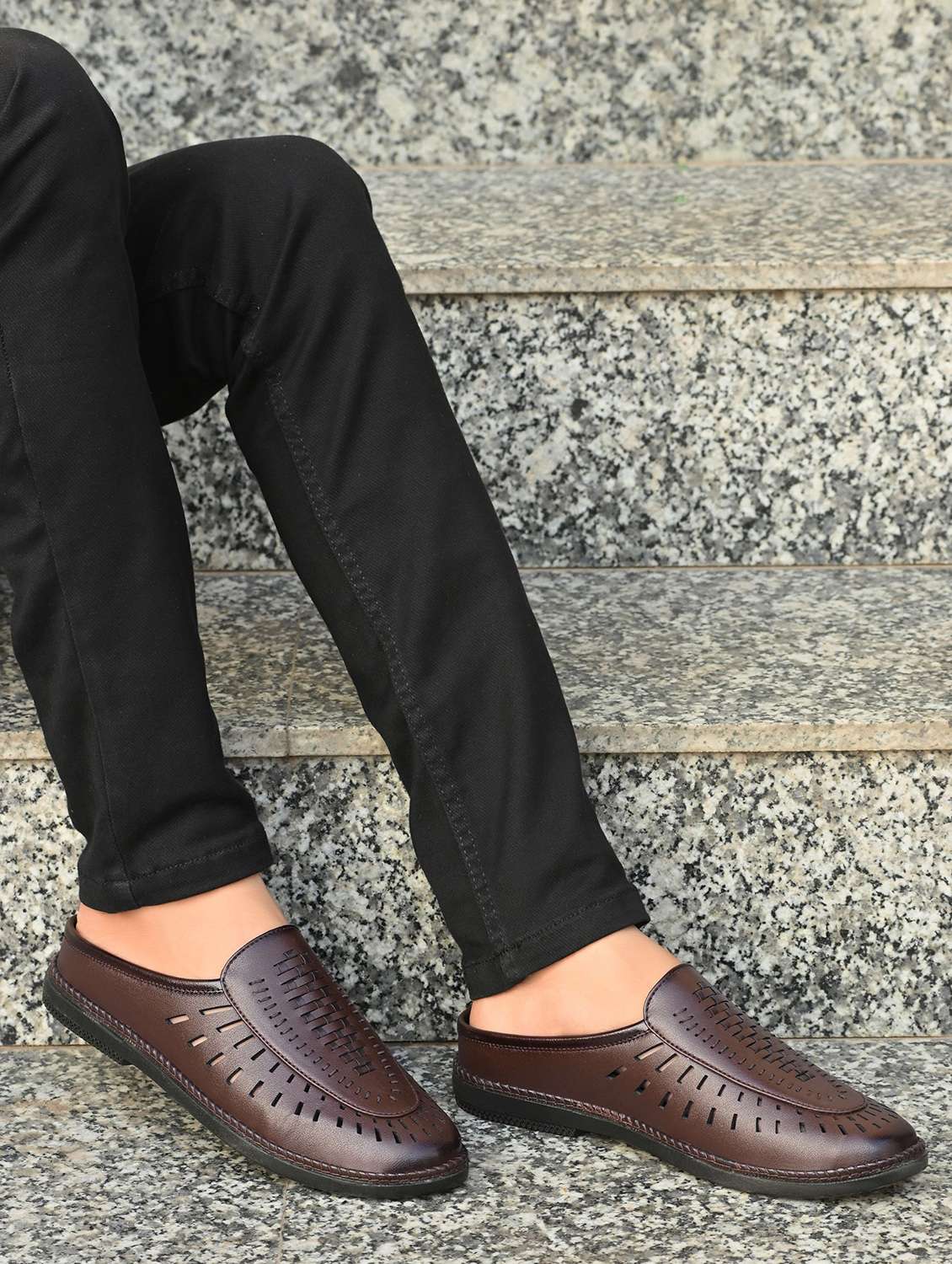 men brown slip on mule - 22282342 -  Standard Image - 1