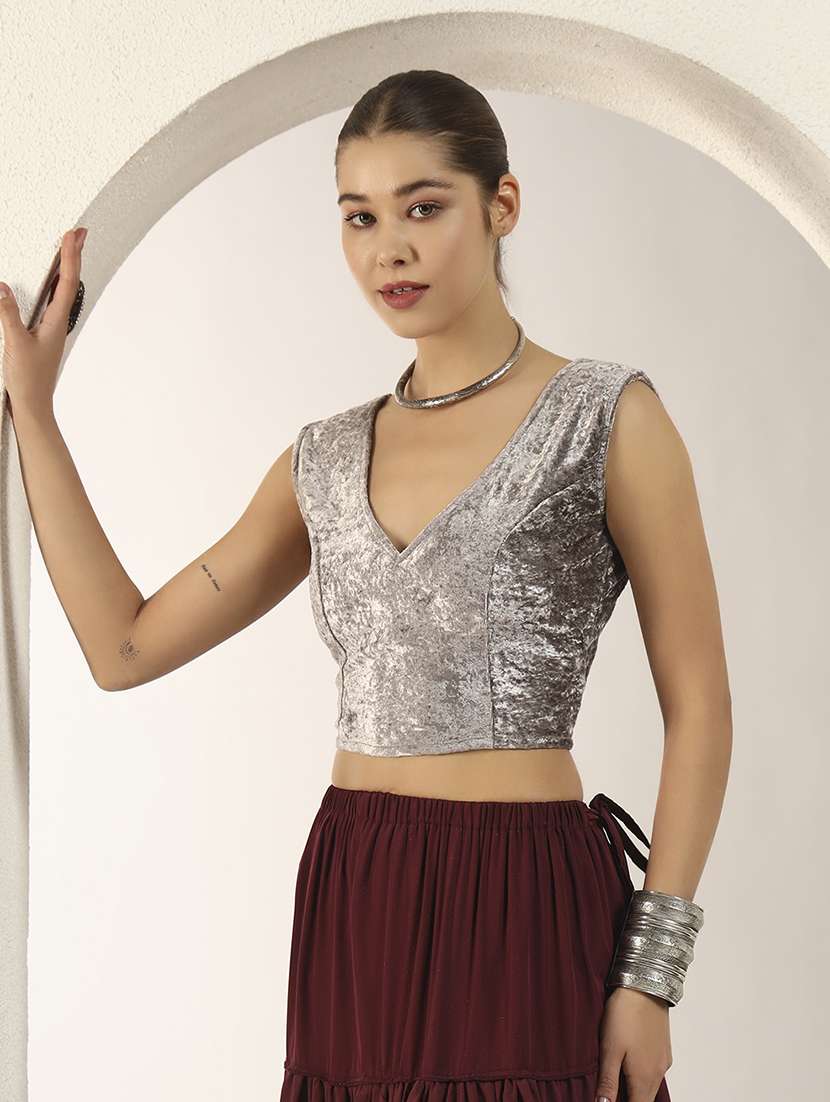 women solid sleeveless stitched blouse