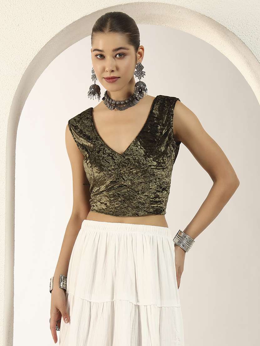 women solid sleeveless stitched blouse - 22282344 -  Standard Image - 1
