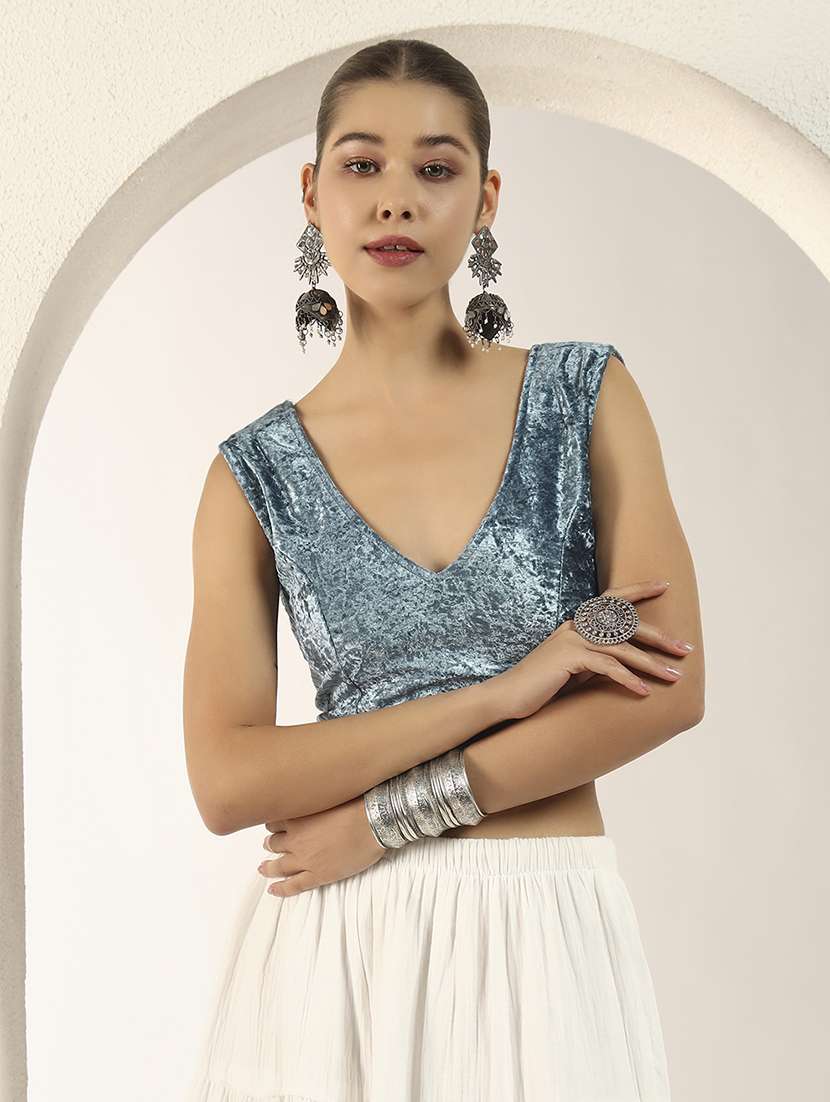 women solid sleeveless stitched blouse - 22282345 -  Standard Image - 1