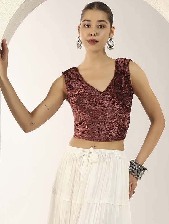 women solid sleeveless stitched blouse - 22282346 -  Standard Image - 1