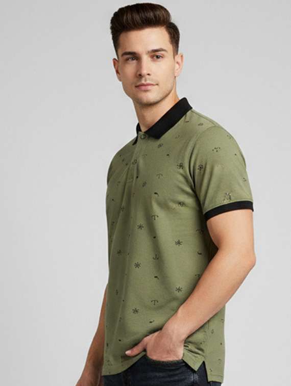 men printed short sleeve regular fit polo t-shirt - 22282568 -  Standard Image - 1