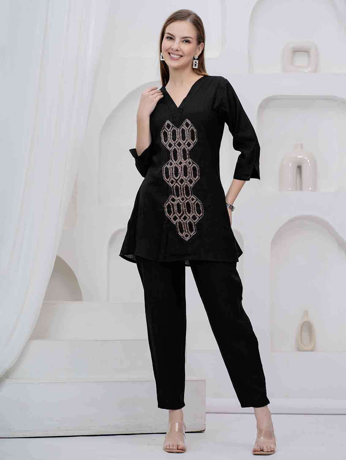 women three quarter sleeve ethnic co-ord set - 22282984 -  Standard Image - 1